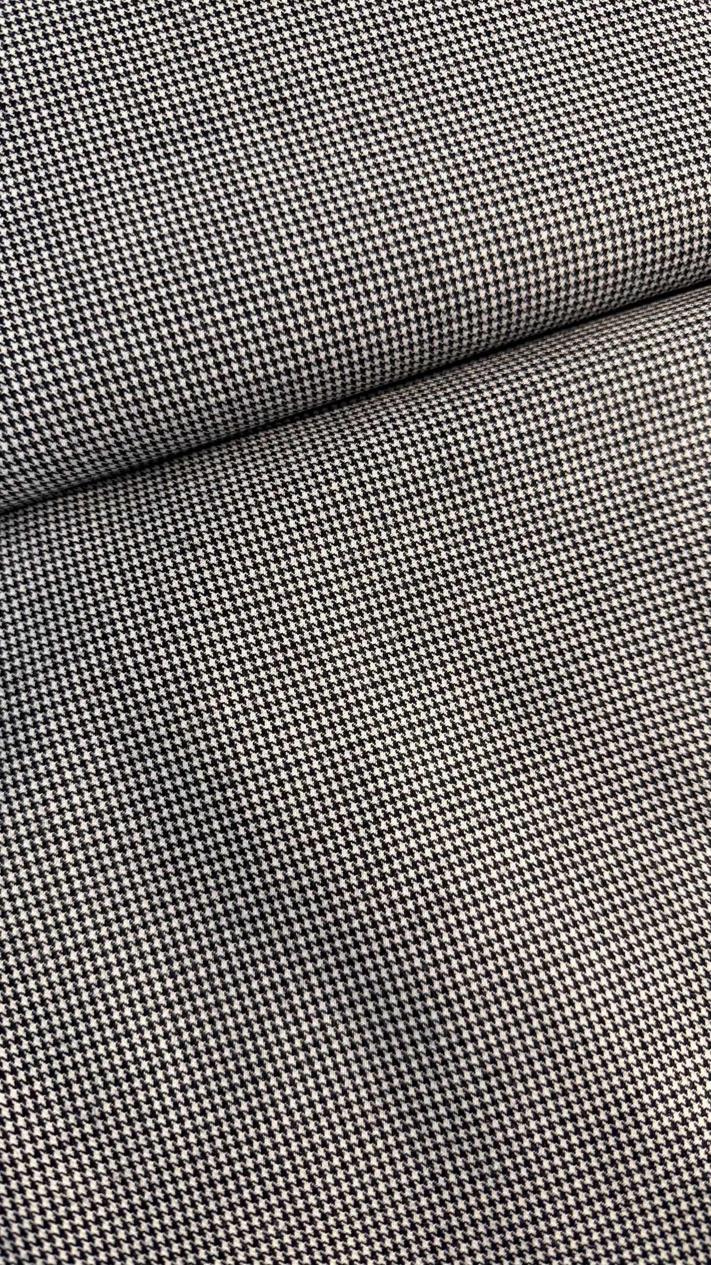 Tissu - Tweed de laine pied de puce noir et blanc (par 10cm)