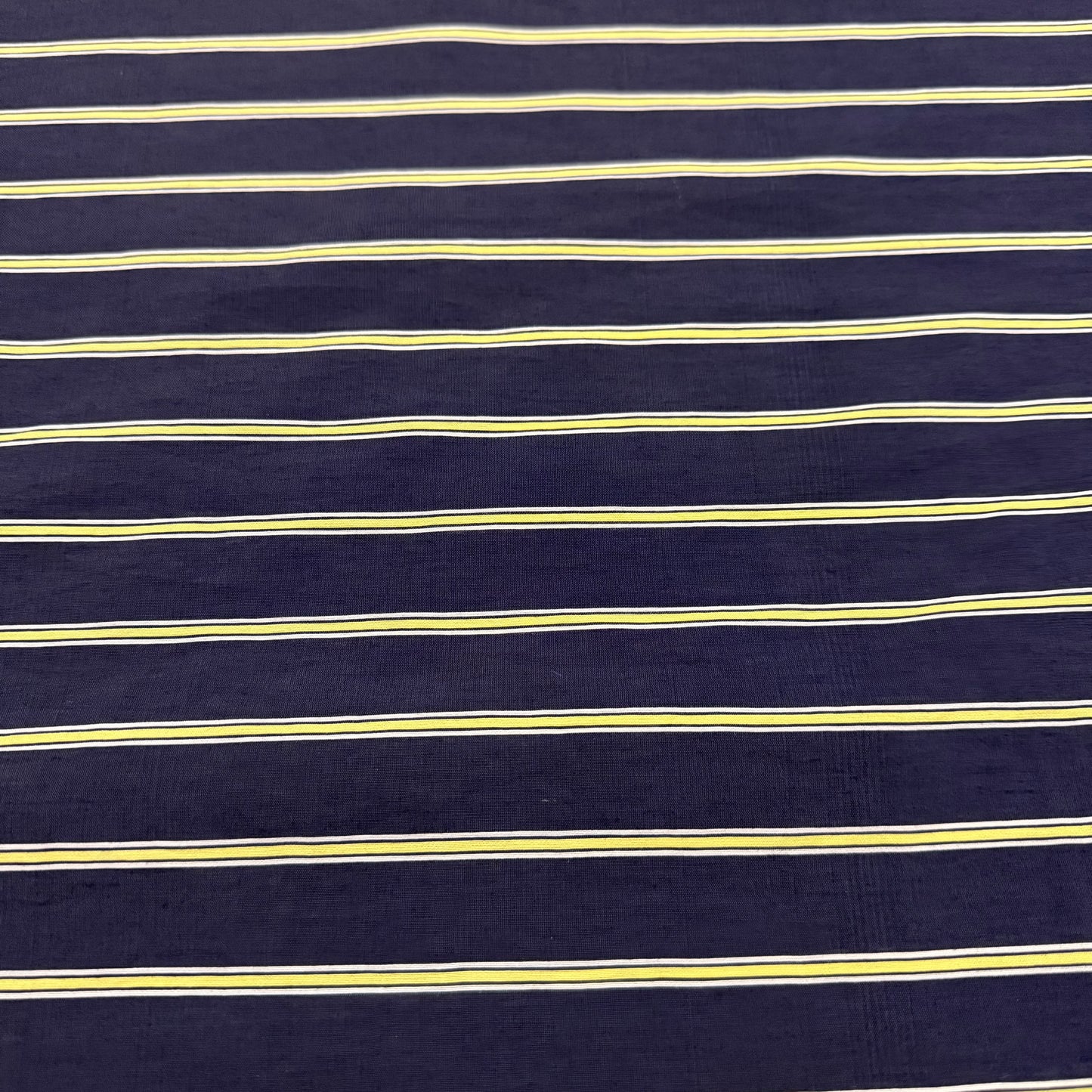 Tissu - Viscose rayée bleu nuit et jaune (/10cm)