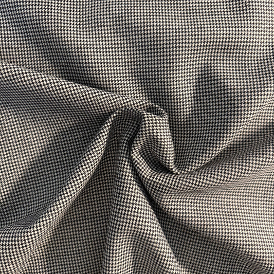 Tissu - Tweed de laine pied de puce noir et blanc (par 10cm)