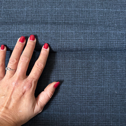 Tissu - Lainage prince de galles bleu (par10cm)