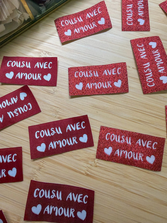 Étiquette - Cousu avec Amour (à l'unité)