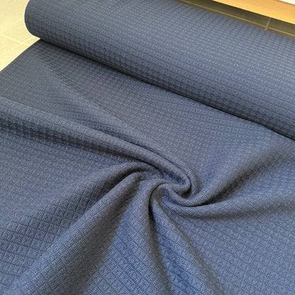 Tissu - Tweed de laine et coton bleu marine (par 10 cm)