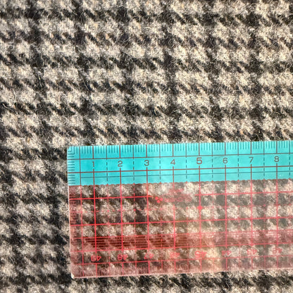 Tissu - Tweed de laine pied de poule brun / noir (par 10cm)