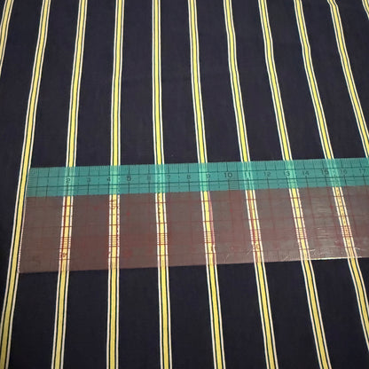 Tissu - Viscose rayée bleu nuit et jaune (/10cm)