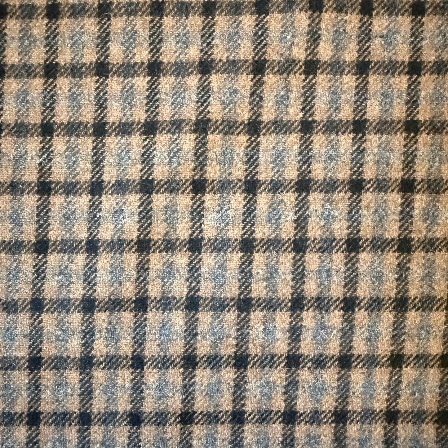 Tissu - Lainage carreau brun - marron - bleu (par 10cm)