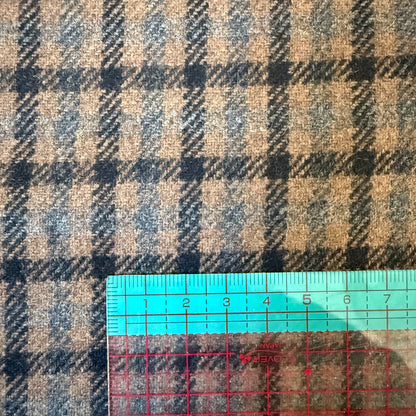 Tissu - Lainage carreau brun - marron - bleu (par 10cm)