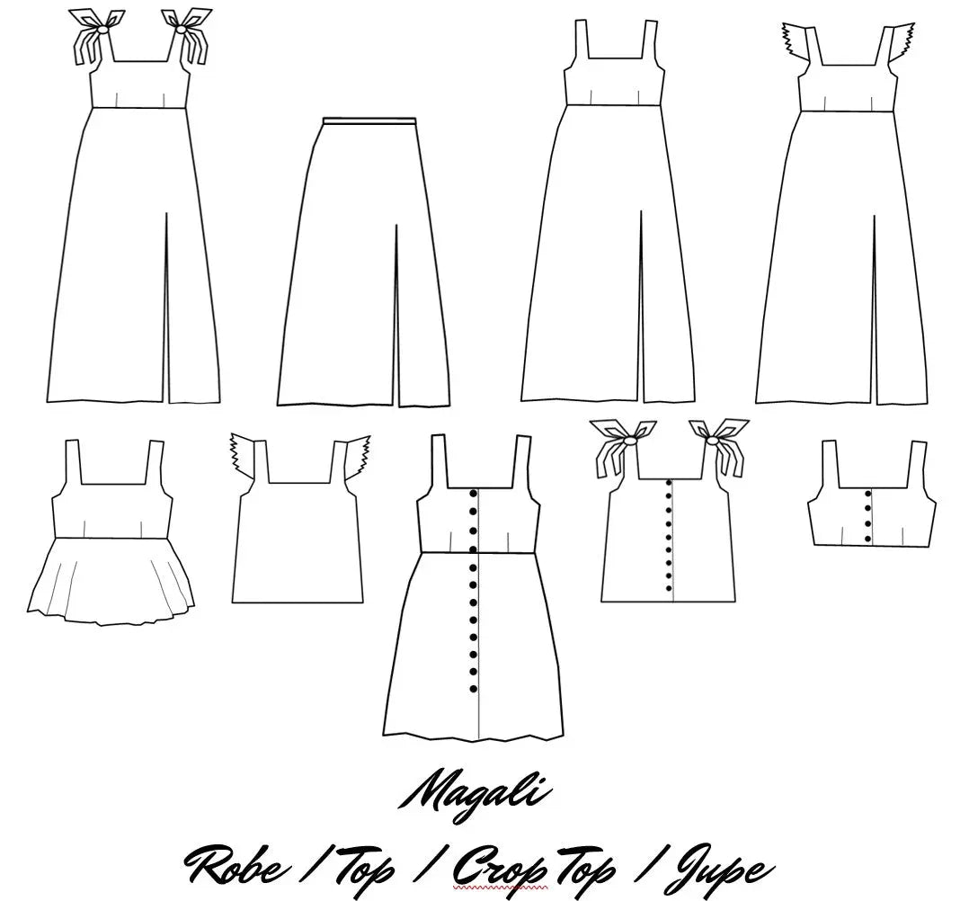 Patron Magali / Robe - Top - Crop Top - Jupe - Ma Petite Fabrique - Patrons de couture
