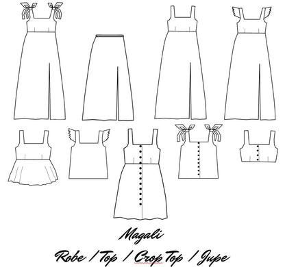 Patron Magali / Robe - Top - Crop Top - Jupe
