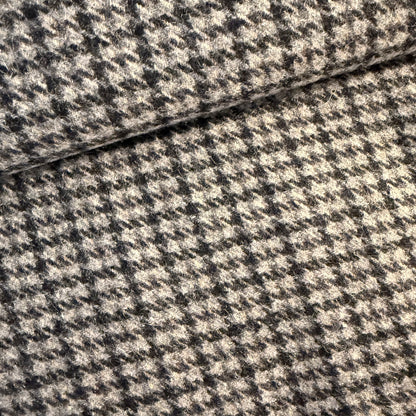 Tissu - Tweed de laine pied de poule brun / noir (par 10cm)