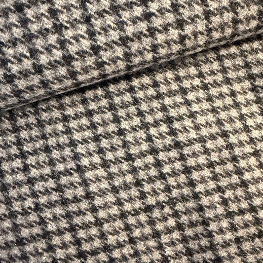 Tissu - Tweed de laine pied de poule brun / noir (par 10cm)