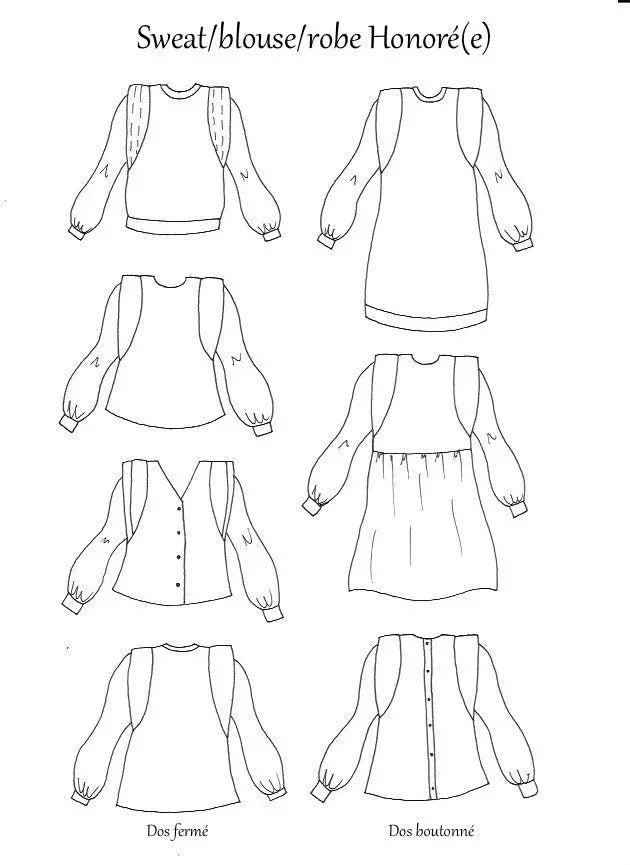 Patron Honoré - Blouse / Chemise / Robe - Sweat / Robe Pull - Ma Petite Fabrique - Patrons de couture